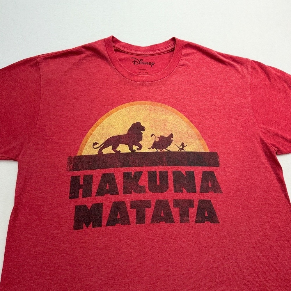 Disney Lion King Hakuna Matata T-Shirt Mens L Red Heather Simba Graphic Tee - Picture 3 of 6